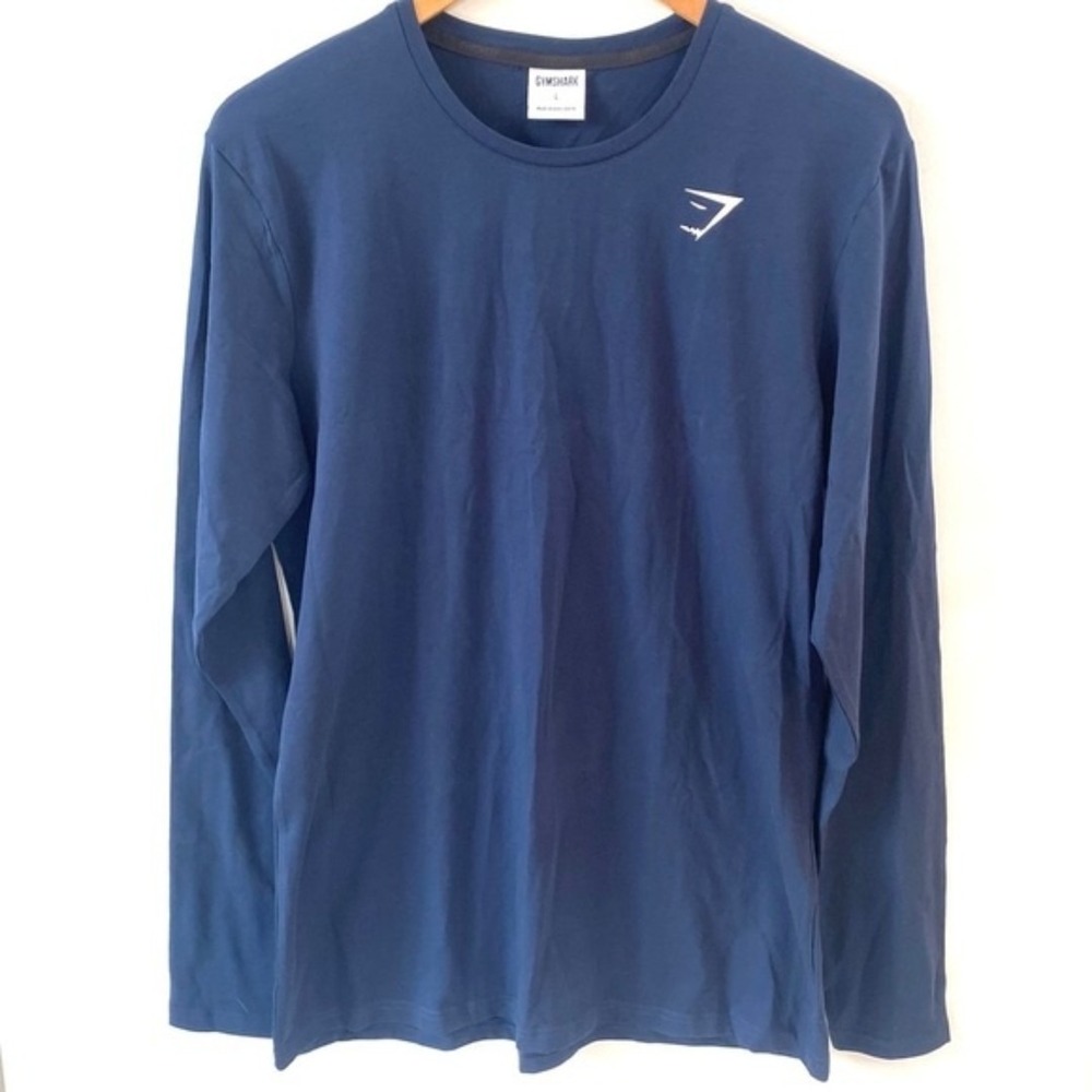 (A54) NEW Gymshark Mens ESSENTIAL LONG Navy SLEEVE T-SHIRT, Size Large,‎ NWOT